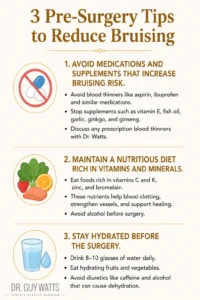 3 Pre-Surgery Tips to Reduce Bruising - Infographics by Dr Guy Watts