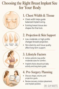 Breast Augmentation Size Chart - Infographics by Dr Guy Watts