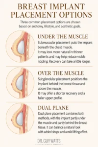 Breast Implant Placement Options - Infographics by Dr Guy Watts
