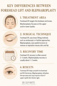 Differences Between Forehead Lift and Blepharoplasty - Infographics by Dr Guy Watts