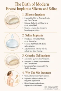 History of Breast Implants - Infographics by Dr Guy Watts