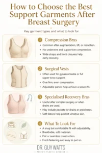 How to Choose the Best Support Garments After Breast Surgery - Infographics by Dr Guy Watts