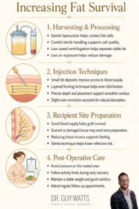 How to increase Fat Survival after Fat Grafting Surgery - Infographics by Dr Guy Watts