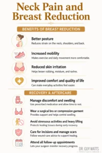 Neck Pain and Breast Reduction - Infographics by Dr Guy Watts