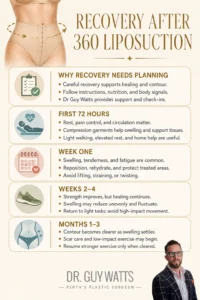Recovery After 360 Liposuction - Infographics by Dr Guy Watts