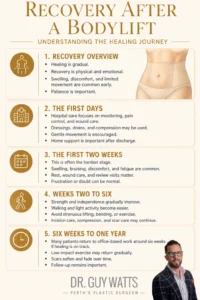 Recovery After A Bodylift - Infographics by Dr Guy Watts