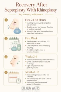 Recovery After Septoplasty With Rhinoplasty - Infographics by Dr Guy Watts