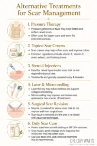 Scar Management after Plastic Surgery - Infographics by Dr Guy Watts
