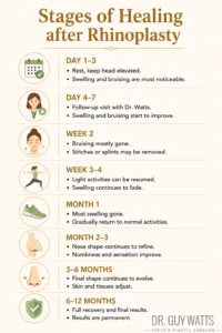 Stages of Healing after Rhinoplasty - Infographics by Dr Guy Watts
