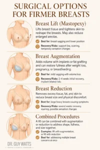 Surgical Options for Firmer Breasts - Infographics by Dr Guy Watts