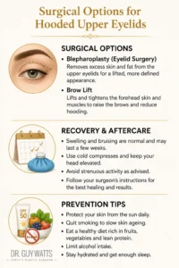 Surgical Options for Hooded Upper Eyelids - Infographics by Dr Guy Watts