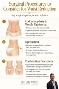 Surgical Procedures to Consider for Waist Reduction - Infographics by Dr Guy Watts