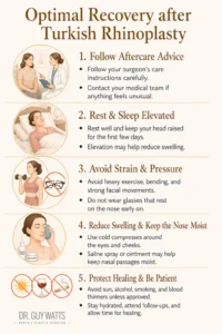 Tips for Optimal Recovery after Turkish Rhinoplasty - Infographics by Dr Guy Watts
