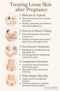 Treating Loose Skin after Pregnancy – Causes and Options - Infographics by Dr Guy Watts