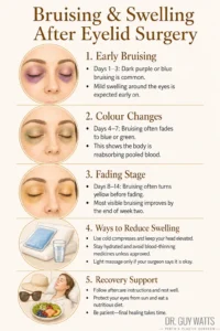 Bruising and Swelling after Eyelid Surgery - Infographics by Dr Guy Watts