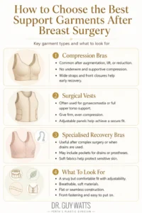How to Choose the Best Support Garments After Breast Surgery - Infographics by Dr Guy Watts