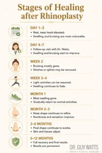Stages of Healing after Rhinoplasty - Infographics by Dr Guy Watts