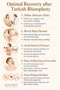 Tips for Optimal Recovery after Turkish Rhinoplasty - Infographics by Dr Guy Watts