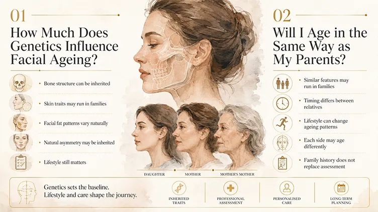 Diagram illustrating genetic factors that may influence facial ageing